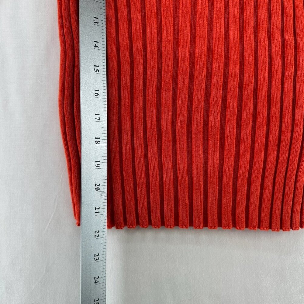 Cabi Sweater Womens M Ribbed Round Neck Short Sleeve Pullover Cotton Blend Red - Picture 11 of 11